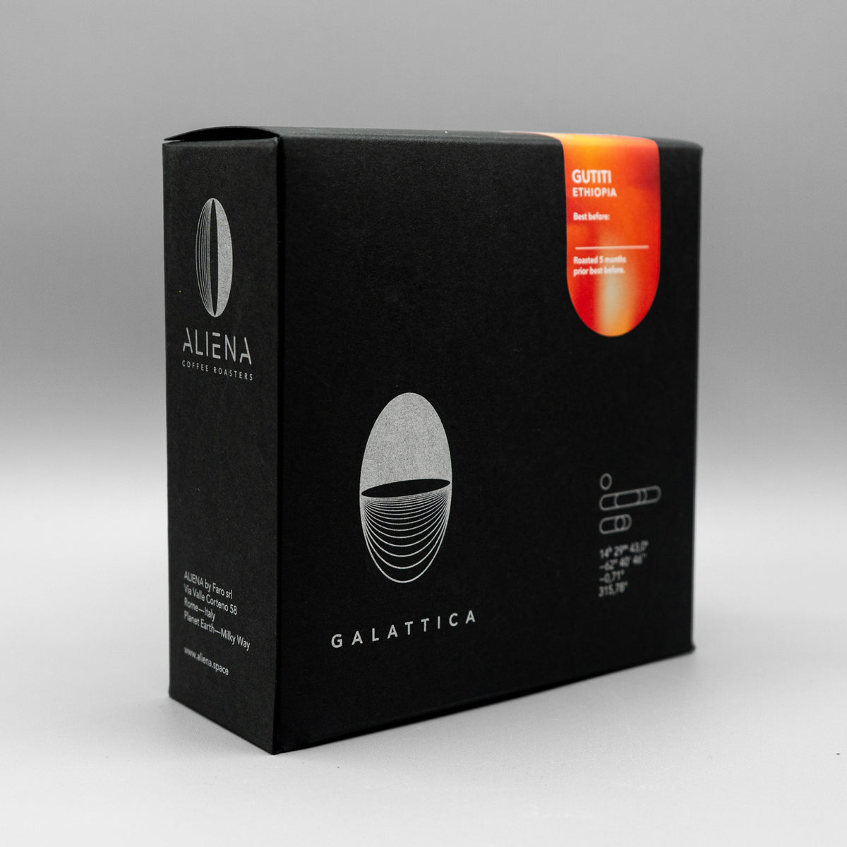 GUTITI, retro della confezione con cartolina